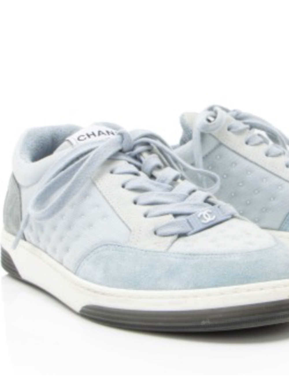 Chanel Suede Studded Logo Sneakers